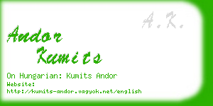 andor kumits business card